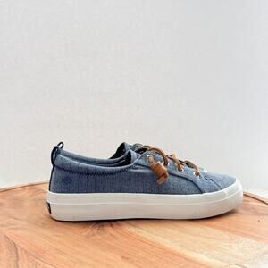 Sperry Top-Sider Shoes Womens Size 5.5 Blue Chambray Memory Foam Casual STS88211